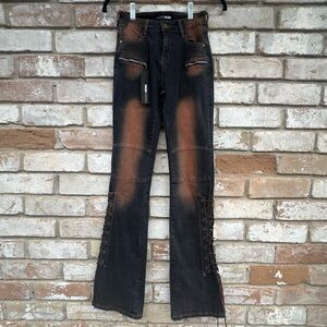 Fashion Nova Tongue Tied Tinted Flare Jeans